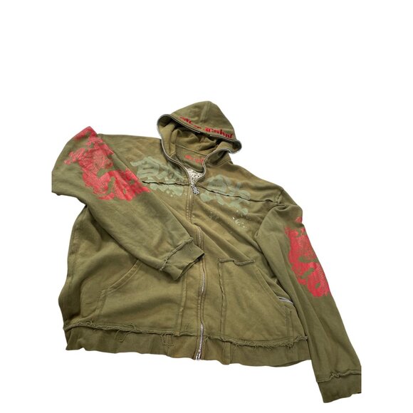 Blac Label Mens army green graphic embroided Hoodie sweatshirt Size 3XL SKU 9290 - Picture 1 of 16